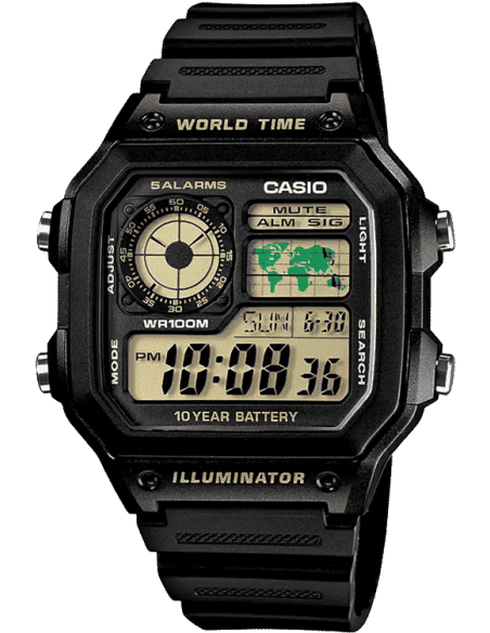 Casio Watch Digital World Time Illuminator Green AE-1200WHB-1BVDF – Watches  & Crystals