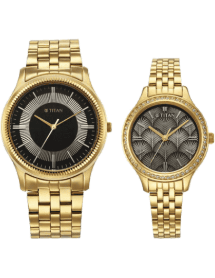 Titan couple watches gold cheap
