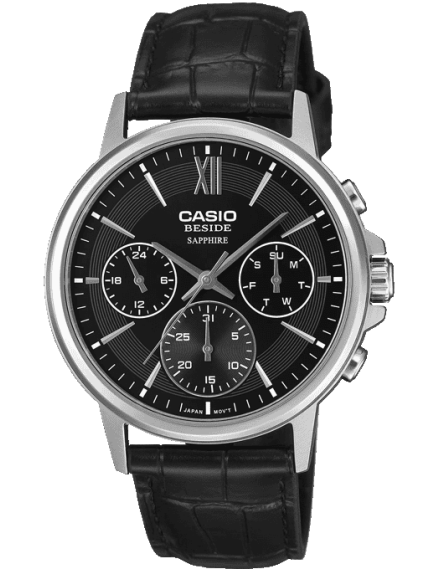 casio men's leather watch