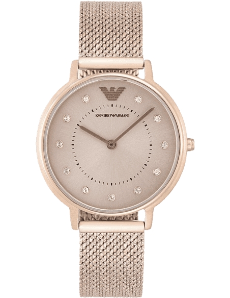 EMPORIO ARMANI ゴールドメッシュ 新品 電池無 AR11129 Emporio Armani Quartz Crystal Pink Dial Ladies Watch AR11129
