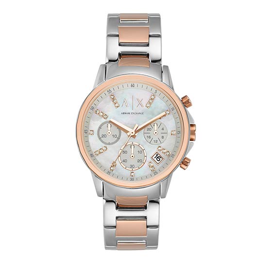Armani Exchange Chronograph Two Tone Bracelet Strap Watch