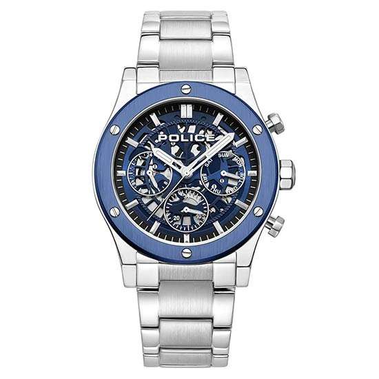 Police Blue Dial Quartz Multifunction Watch for Men