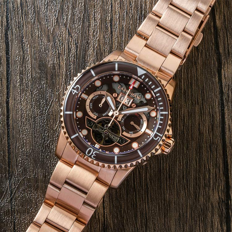 Earnshaw ES-8174-55 Orologio Automatico Uomo – Acciaio Inox, Quadrante Marrone, Data E Giorno - 2